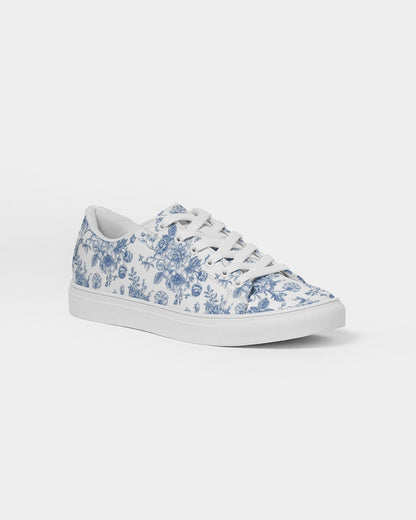 SKY Blue flowers Women's Faux-Leather Sneaker