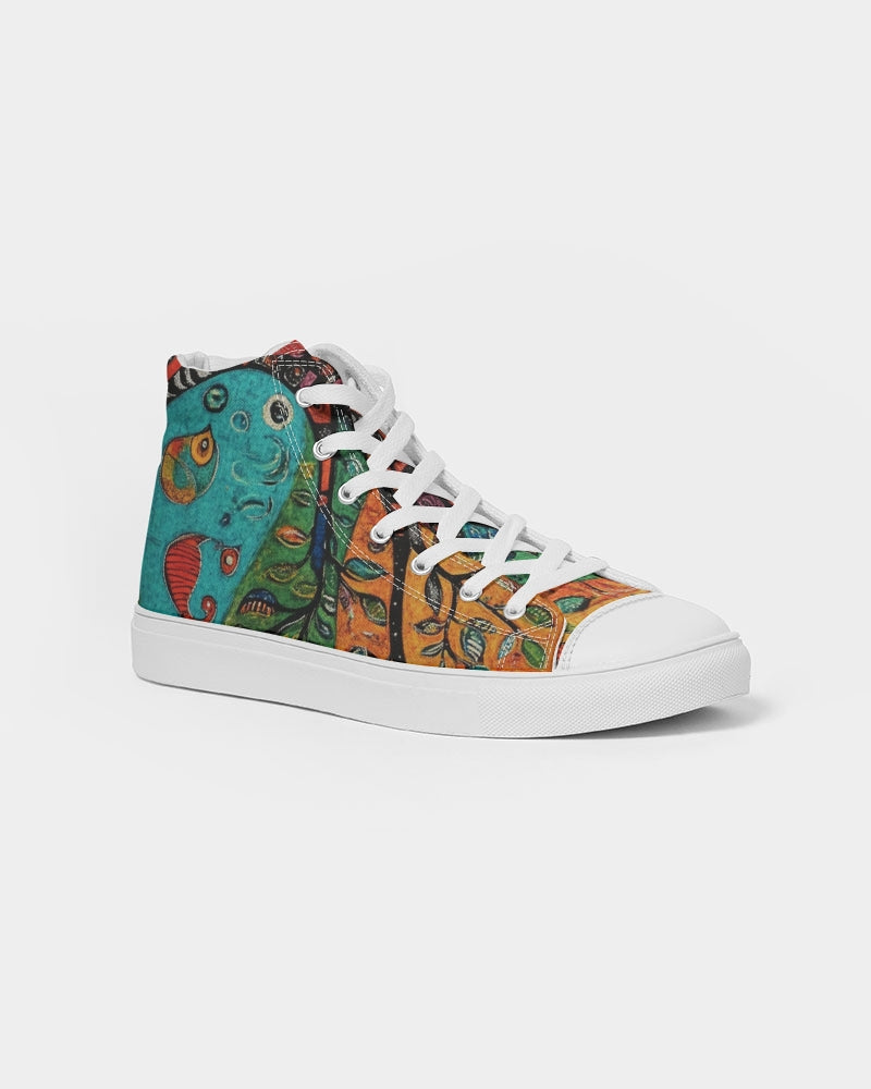 Folk Nature Painting Women's Hightop Canvas Shoe