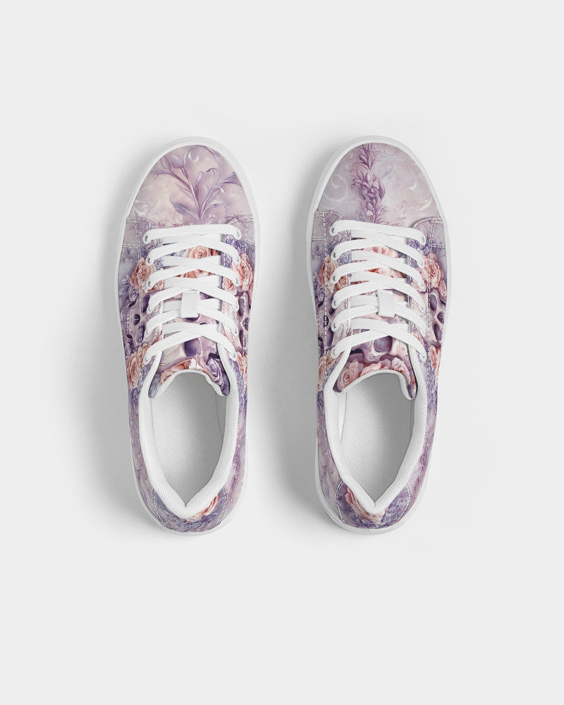 Skull with Pastel Roses Women's Faux-Leather Sneaker