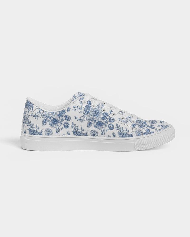 SKY Blue flowers Women's Faux-Leather Sneaker