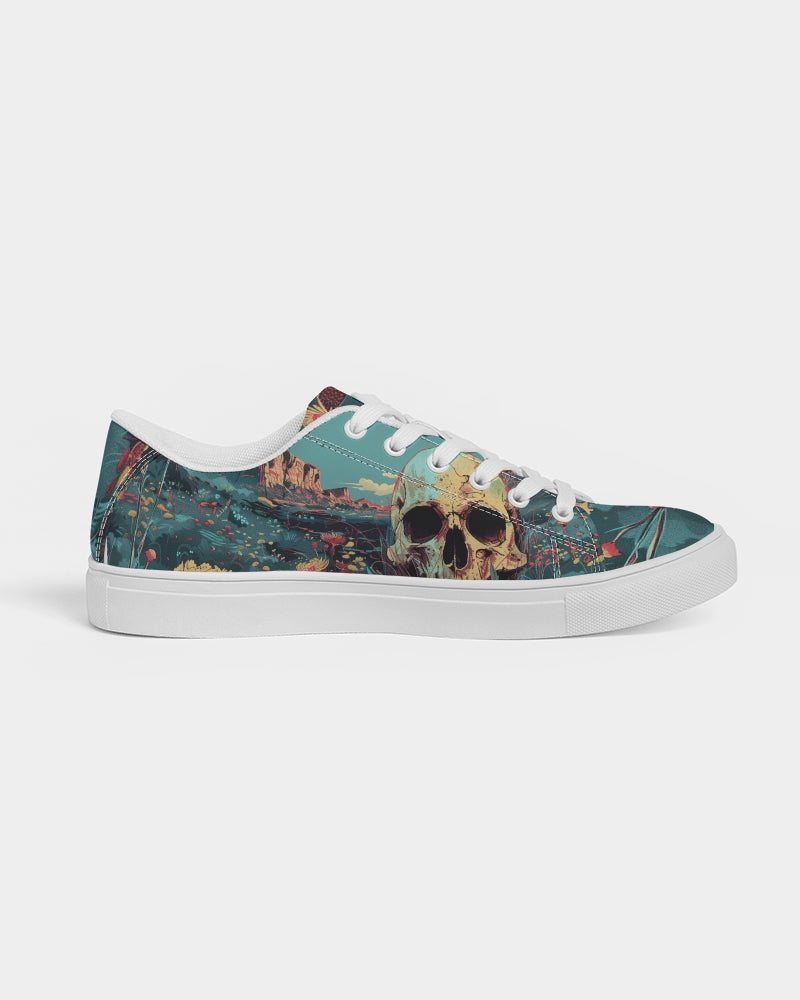 Skull in flower valley Men's Faux-Leather Sneaker