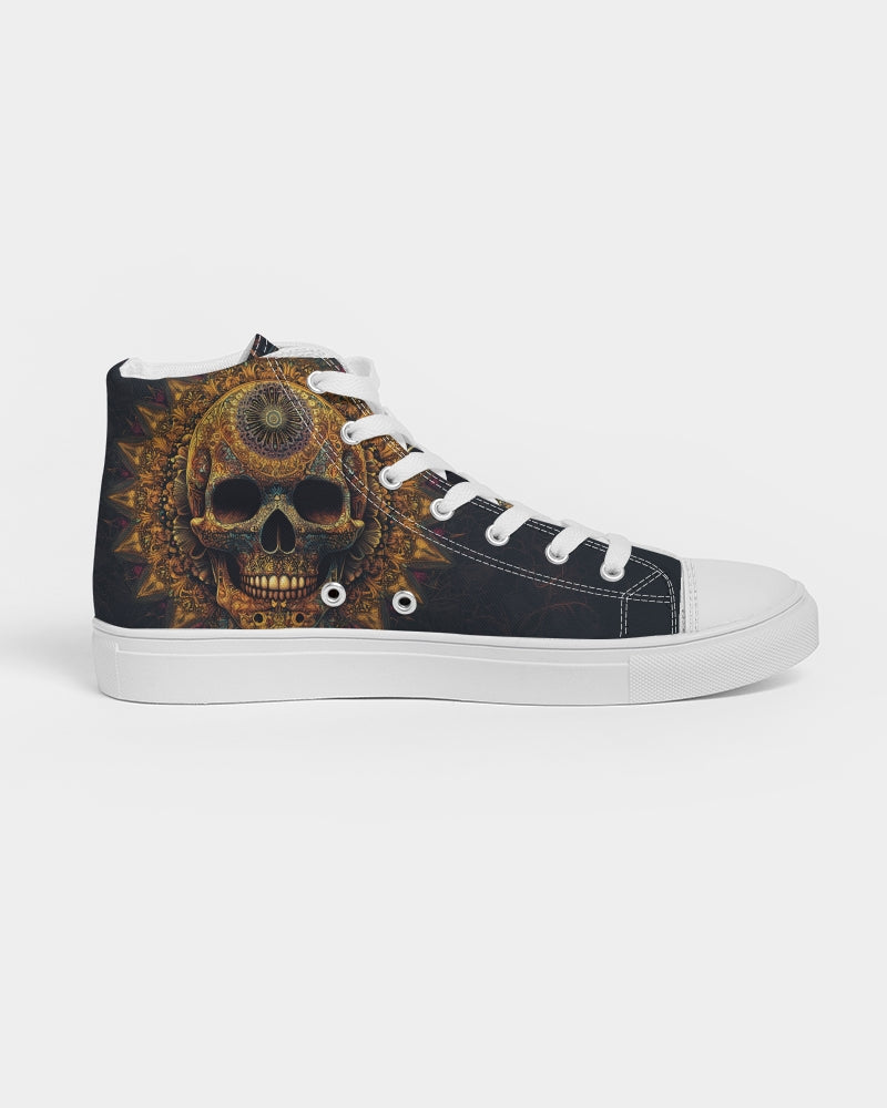 Intricate Mandala Skull Men's Hightop Canvas Shoe