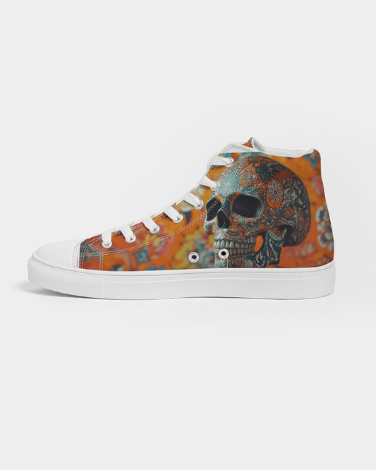 Madhubani Skull Men's Hightop Canvas Shoe