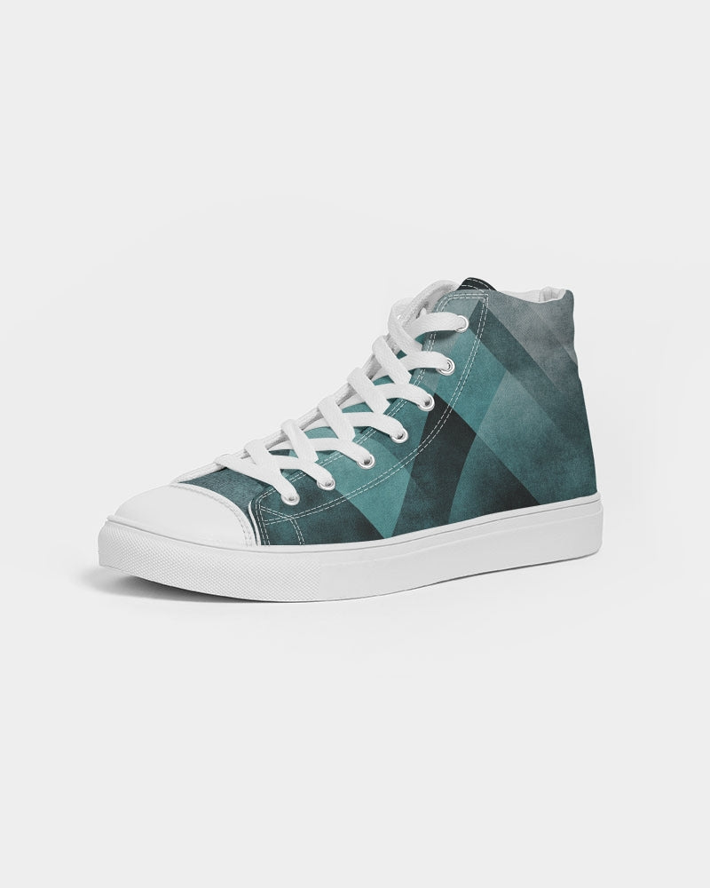 Teal Geometric Men's Hightop Canvas Shoe