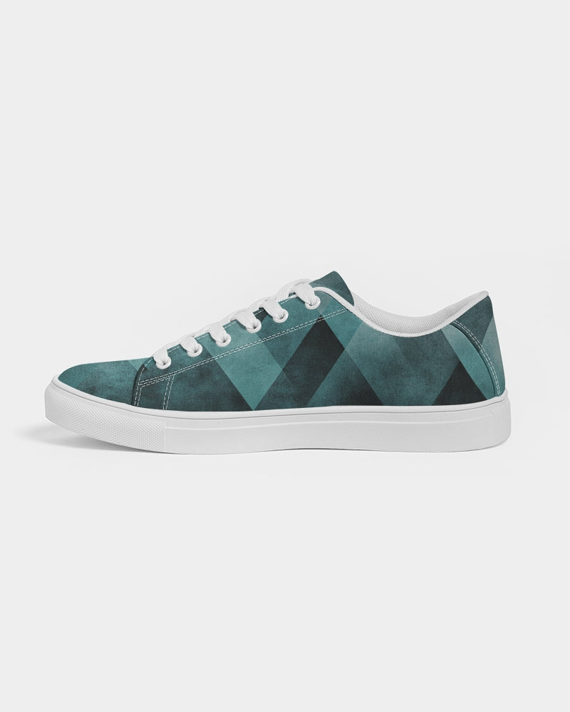 Teal Geometric Women's Faux-Leather Sneaker