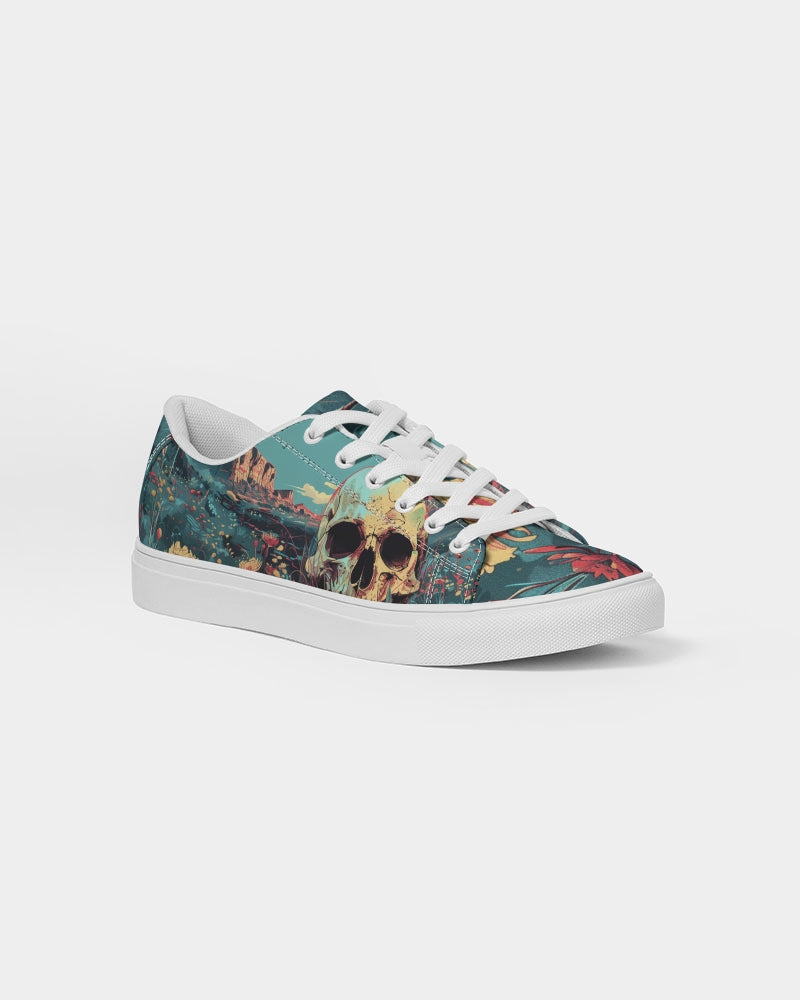 Skull in flower valley Men's Faux-Leather Sneaker