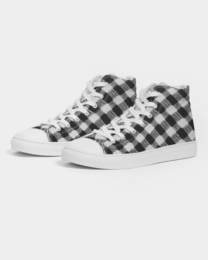 Black and White Houndstooth Women's Hightop Canvas Shoe