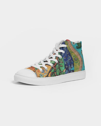 Folk Nature Painting Women's Hightop Canvas Shoe