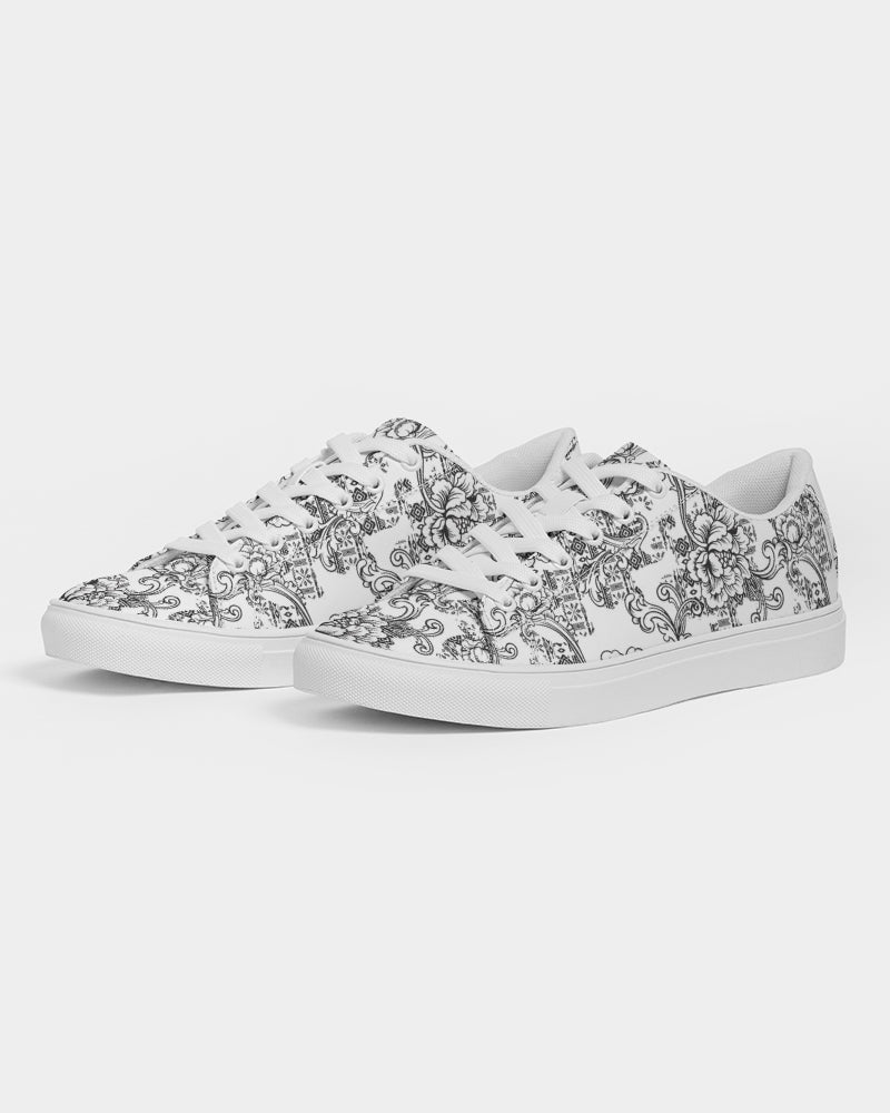 Sketchy Flowers Women's Faux-Leather Sneaker