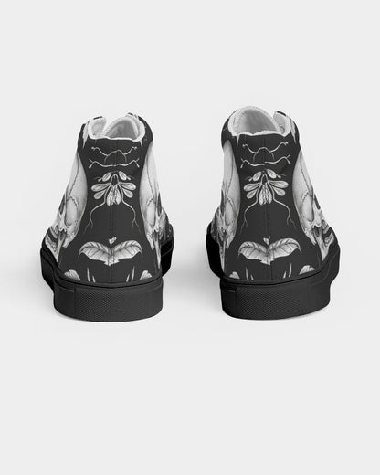 Skull and flowers Men's Hightop Canvas Shoe - Black