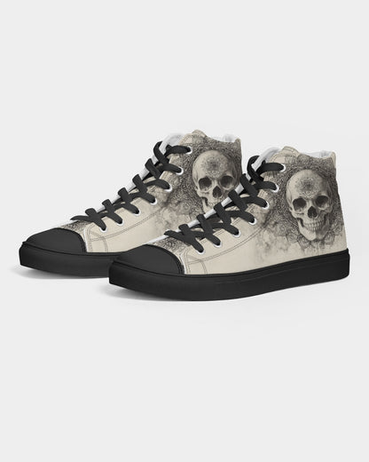 Mandala Skull Men's Hightop Canvas Shoe - Black