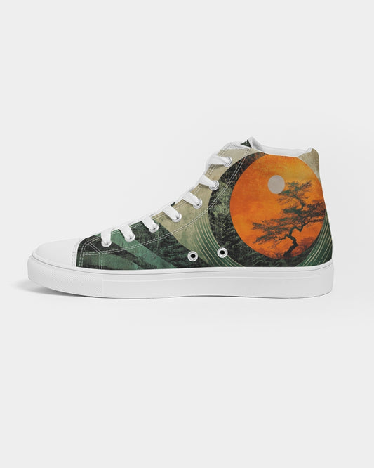 Ying Yang Theme Women's Hightop Canvas Shoe