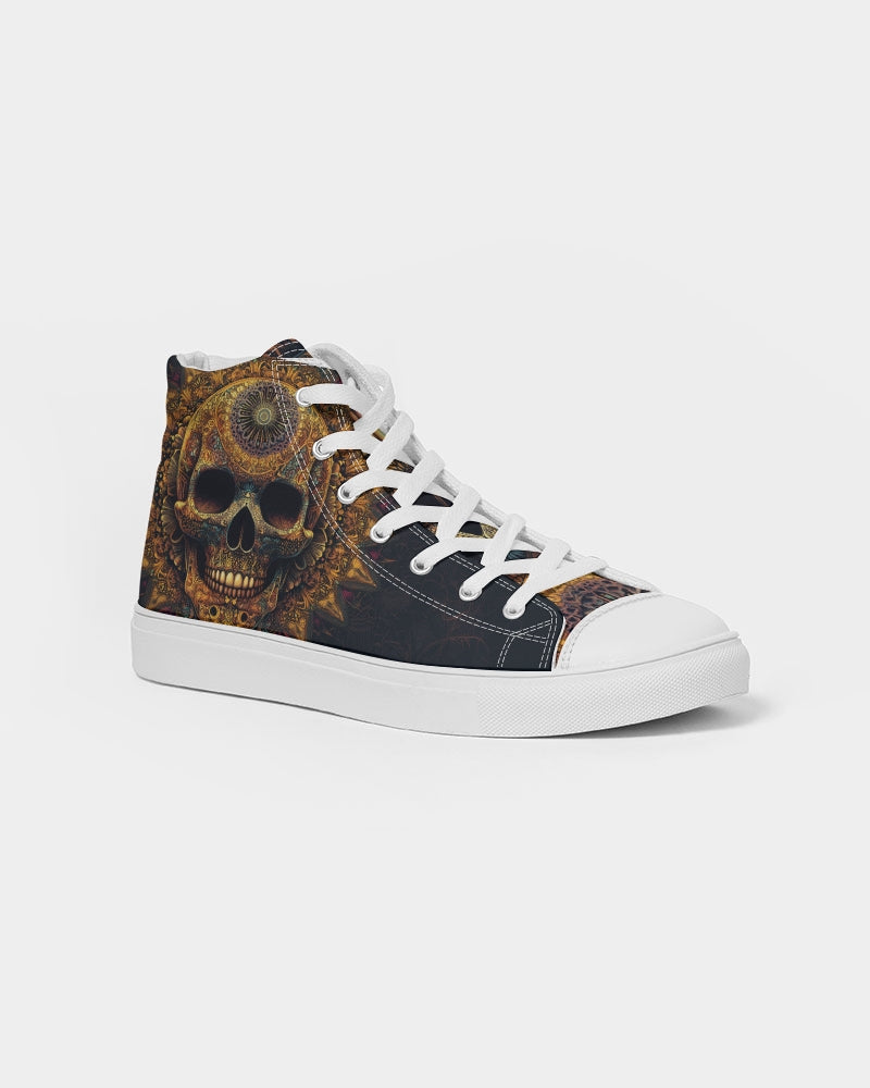 Intricate Mandala Skull Men's Hightop Canvas Shoe