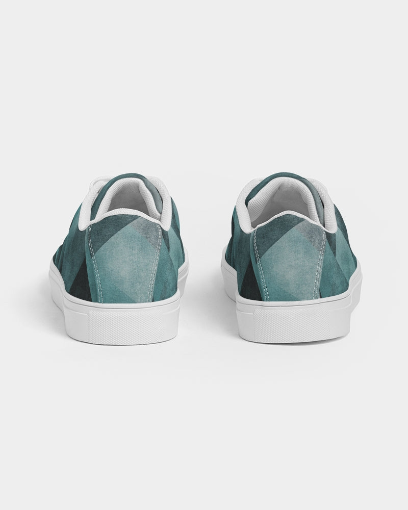 Teal Geometric Women's Faux-Leather Sneaker