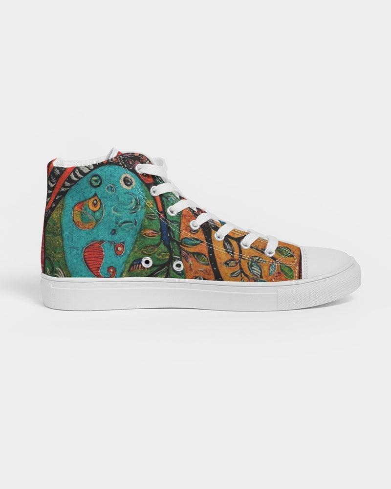 Folk Nature Painting Women's Hightop Canvas Shoe