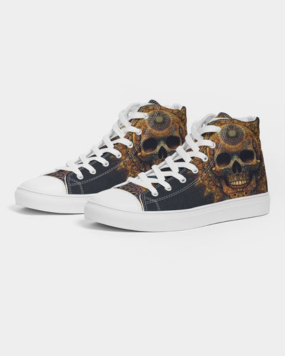 Intricate Mandala Skull Women's Hightop Canvas Shoe