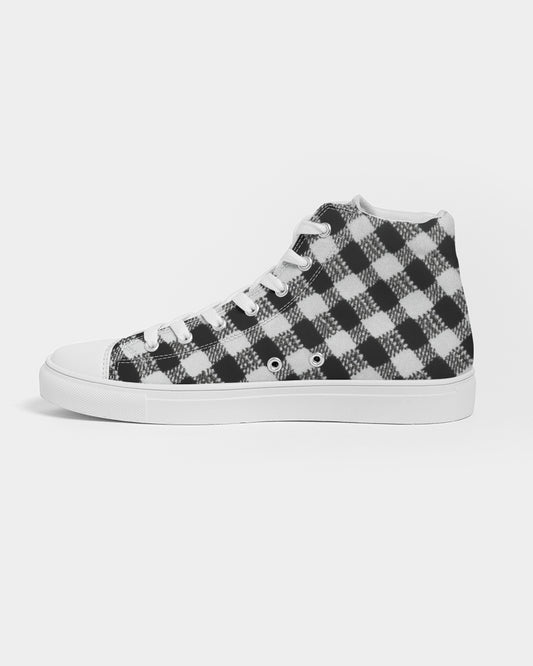 Black and White Houndstooth Men's Hightop Canvas Shoe