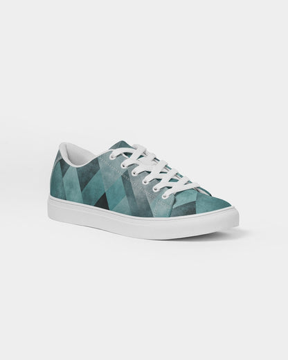 Teal Geometric Women's Faux-Leather Sneaker