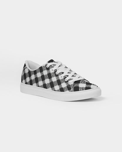 Black and White Houndstooth Women's Faux-Leather Sneaker