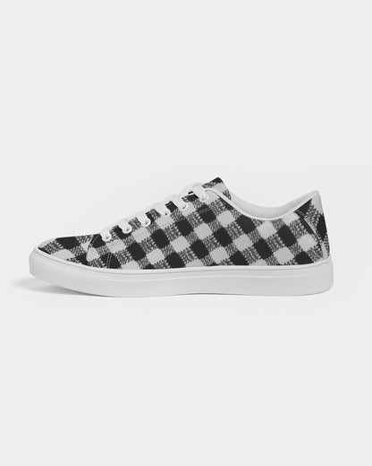 Black and White Houndstooth Women's Faux-Leather Sneaker