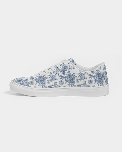 SKY Blue flowers Women's Faux-Leather Sneaker