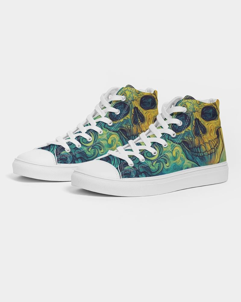 Van Gogh Painting Skull Women's Hightop Canvas Shoe