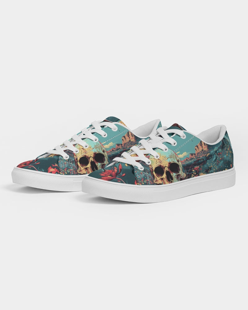 Skull in flower valley Men's Faux-Leather Sneaker