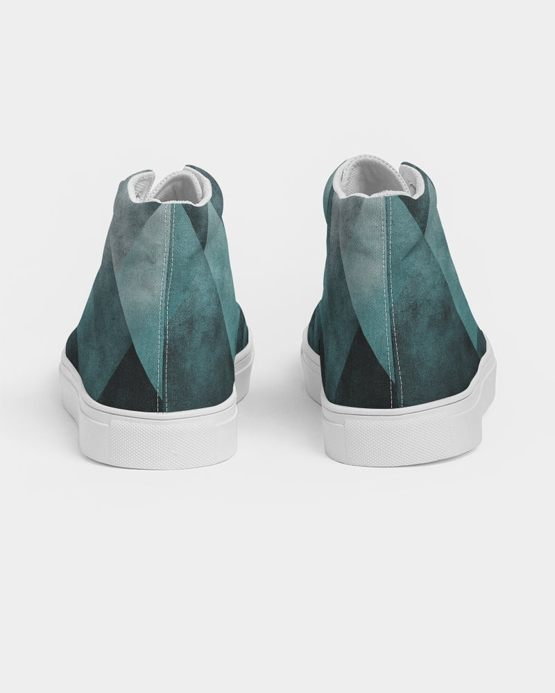 Teal Geometric Men's Hightop Canvas Shoe