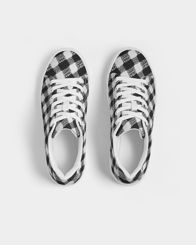 Black and White Houndstooth Women's Faux-Leather Sneaker