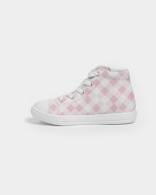 Baby Pink Handtooth Kids Hightop Canvas Shoe