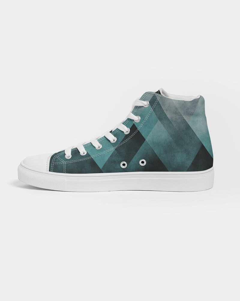 Teal Geometric Men's Hightop Canvas Shoe