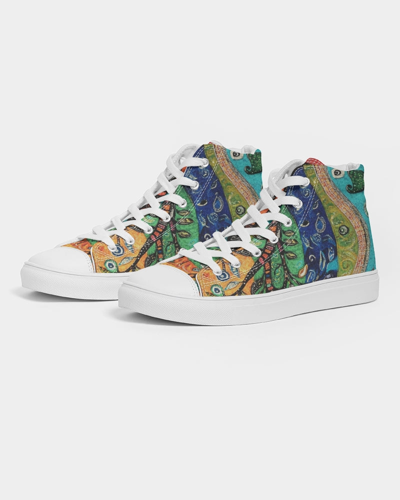 Folk Nature Painting Men's Hightop Canvas Shoe