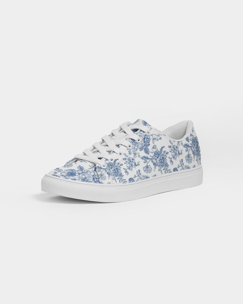 SKY Blue flowers Women's Faux-Leather Sneaker