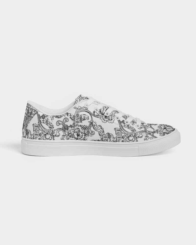 Sketchy Flowers Women's Faux-Leather Sneaker