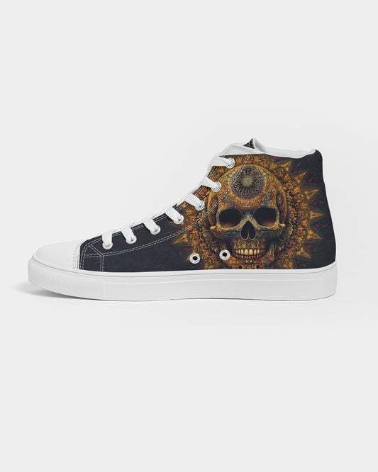 Intricate Mandala Skull Men's Hightop Canvas Shoe