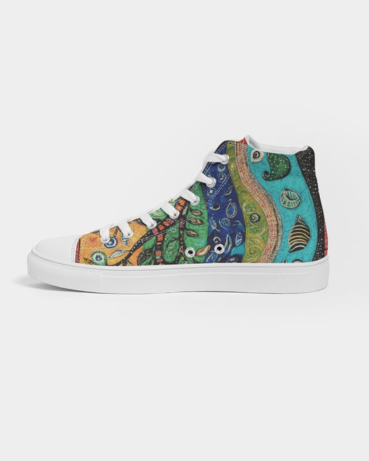 Folk Nature Painting Men's Hightop Canvas Shoe