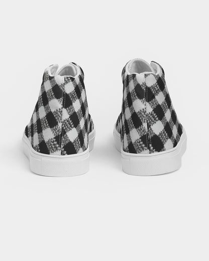 Black and White Houndstooth Women's Hightop Canvas Shoe