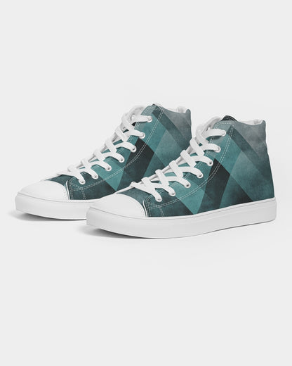 Teal Geometric Men's Hightop Canvas Shoe