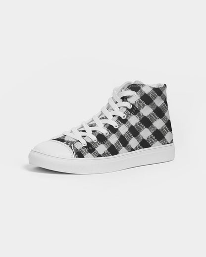 Black and White Houndstooth Women's Hightop Canvas Shoe