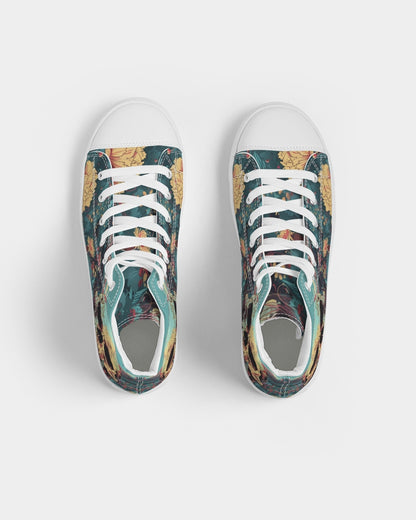 Skull in flower valley Women's Hightop Canvas Shoe