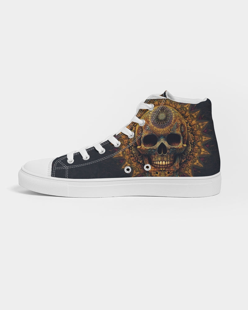 Intricate Mandala Skull Women's Hightop Canvas Shoe