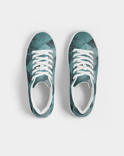 Teal Geometric Women's Faux-Leather Sneaker