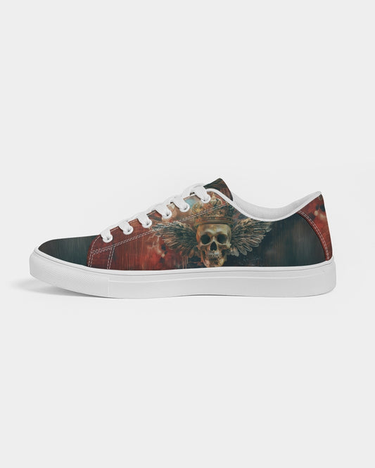 Crowned Skull with Wings Men's Faux-Leather Sneaker