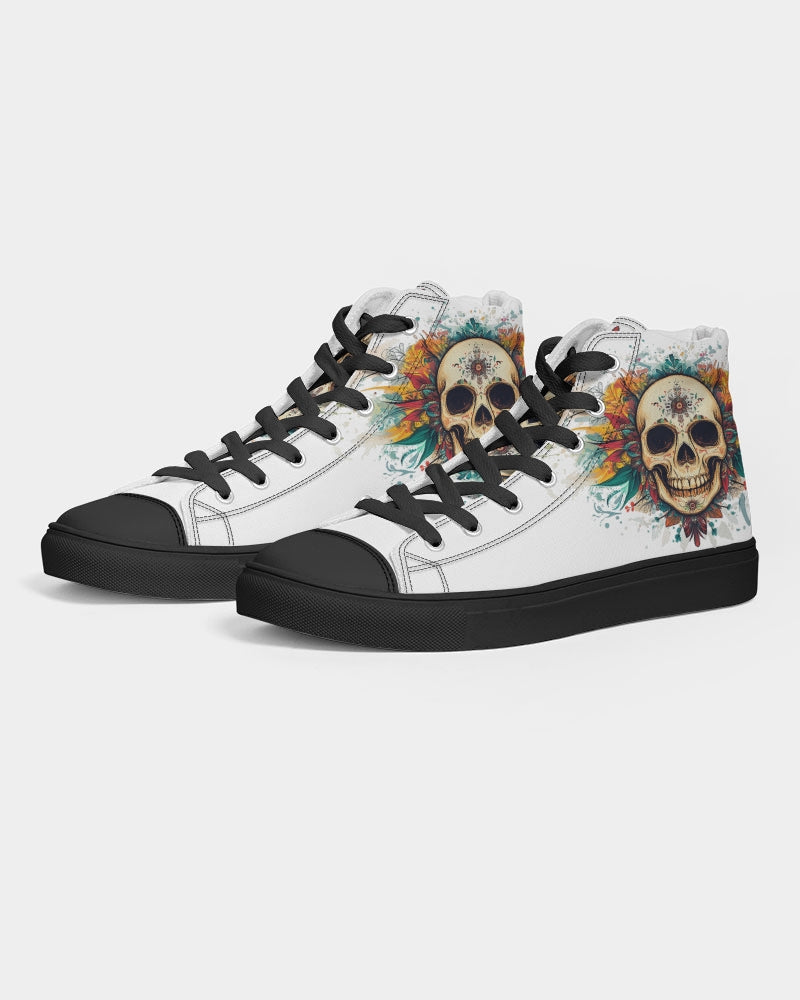 boho skull Men's Hightop Canvas Shoe - Black