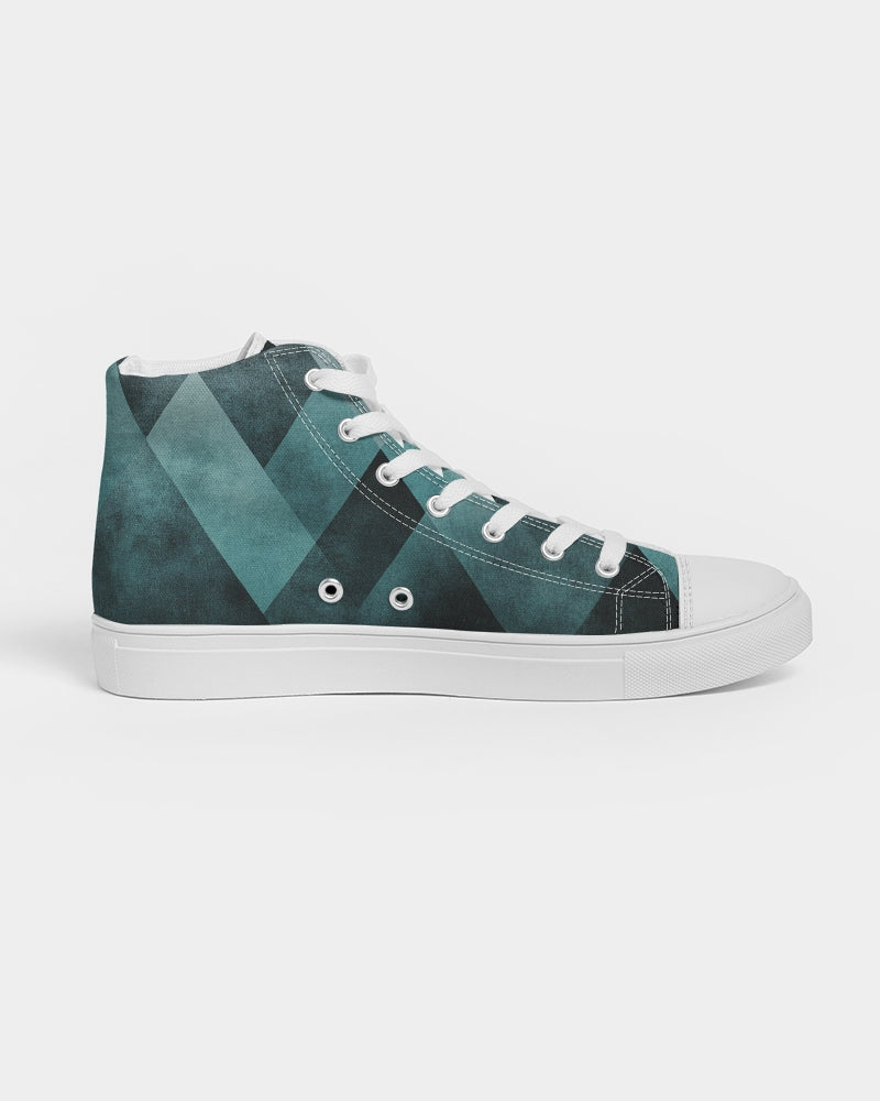 Teal Geometric Men's Hightop Canvas Shoe