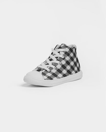 Black and White Houndstooth Kids Hightop Canvas Shoe