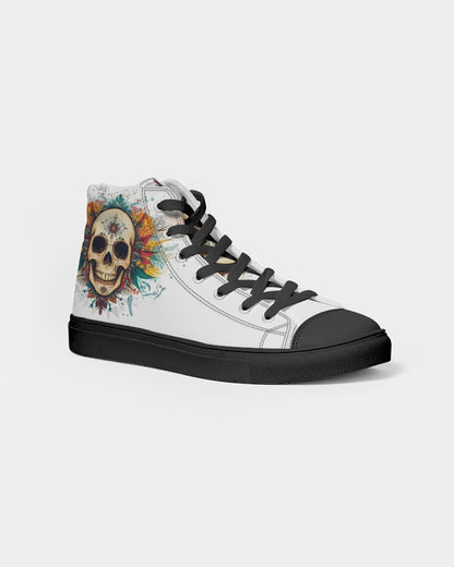 boho skull Men's Hightop Canvas Shoe - Black