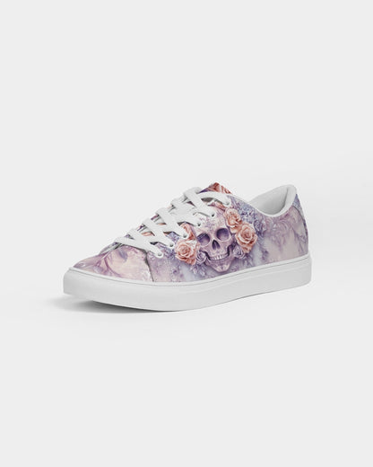 Skull with Pastel Roses Women's Faux-Leather Sneaker