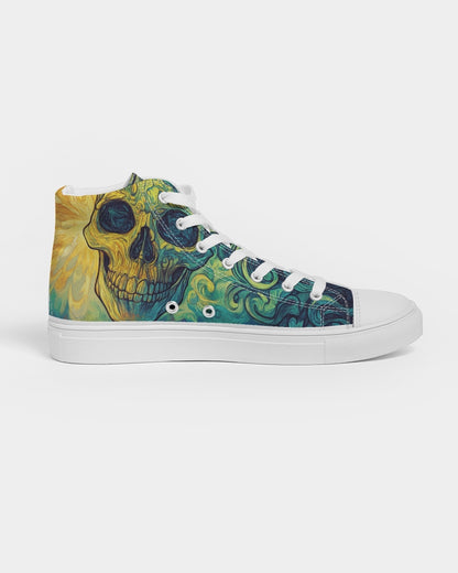 Van Gogh Painting Skull Women's Hightop Canvas Shoe