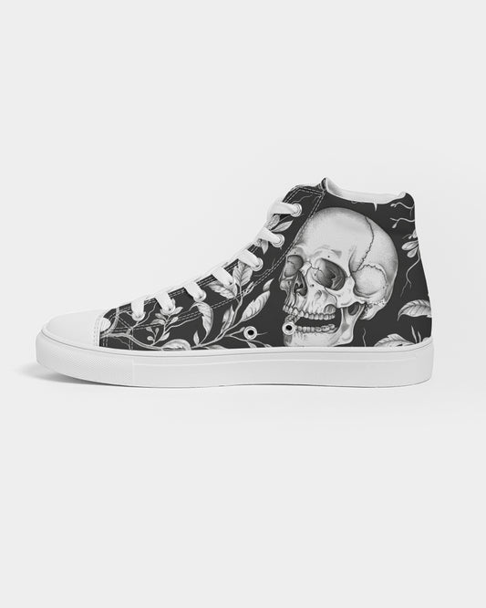 Skull and flowers Women's Hightop Canvas Shoe